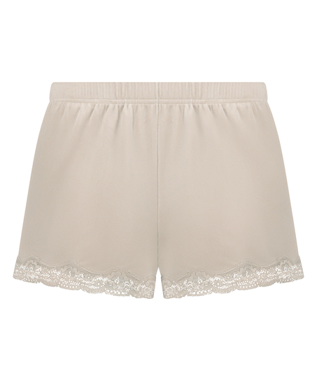 Short en velours à dentelle, Beige