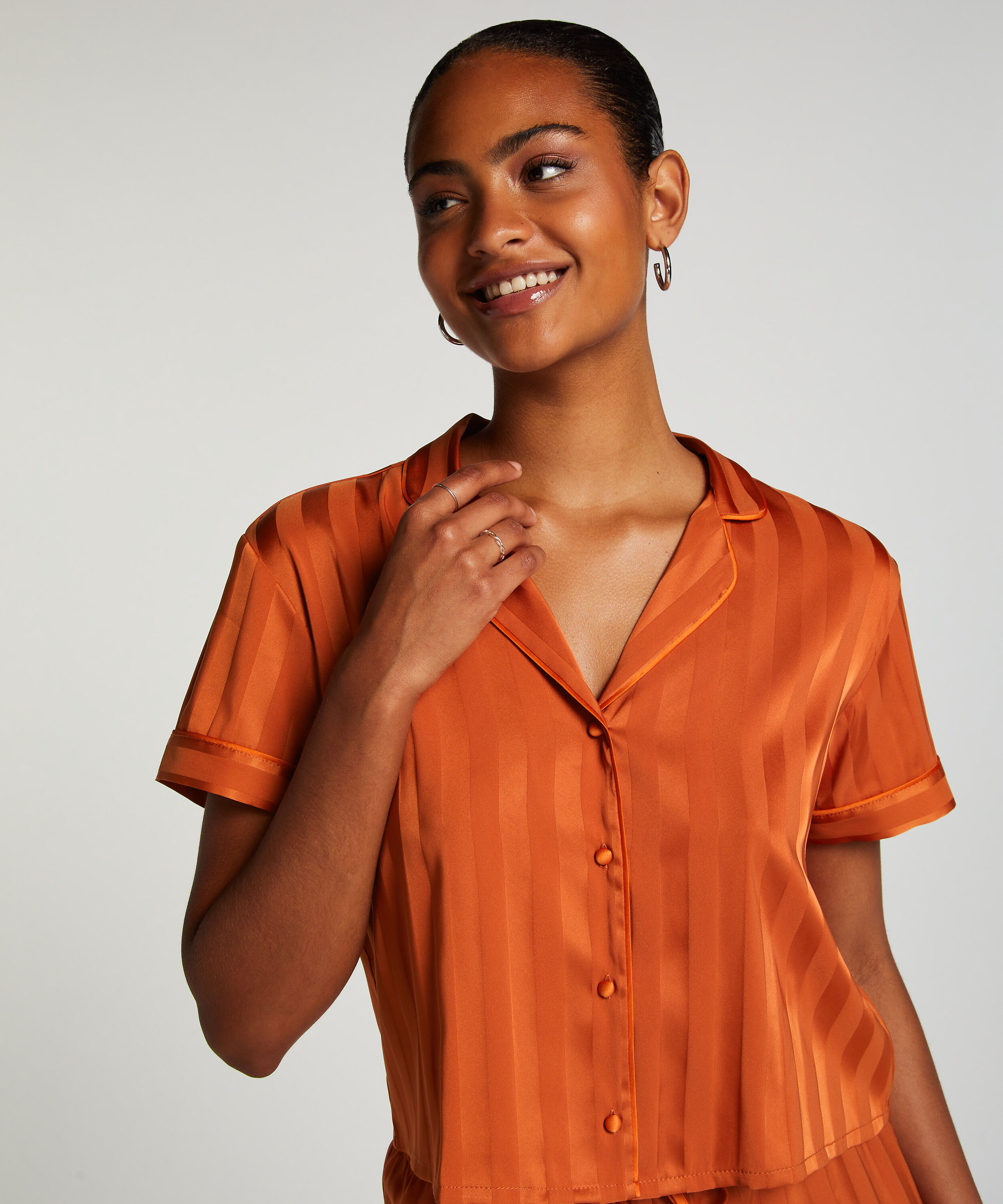 Veste à manches courtes en satin, Orange