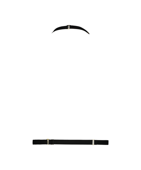 Brassière à chaînes en cuir synthétique, Noir