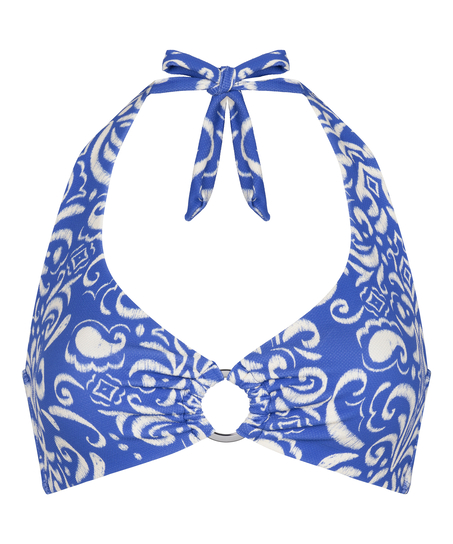 Haut court Cancun à col licou., Bleu