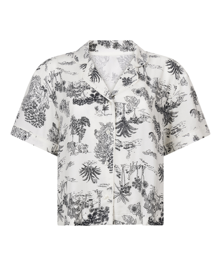 Veste tissée à manches courtes, Blanc