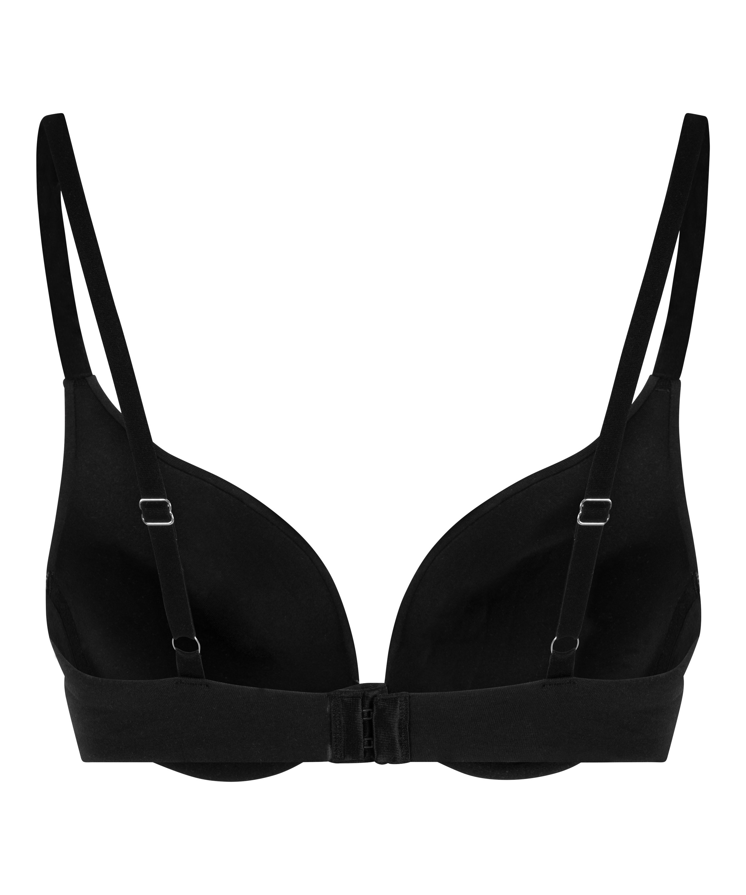 Soutien-gorge à armatures rembourré push-up en coton, Noir, main
