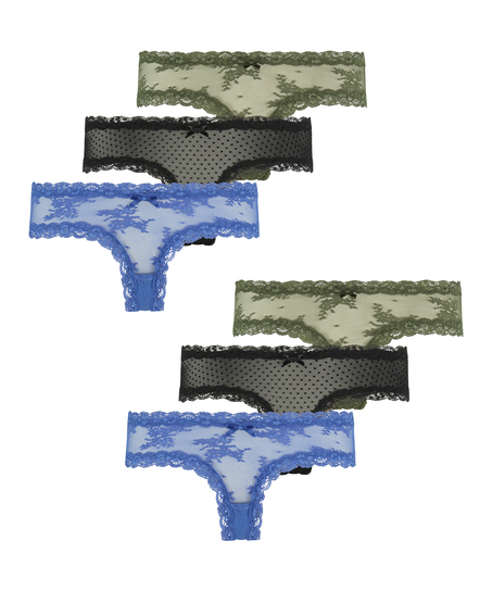 Lot de 6 Slip brésilien V-shape mesh, Bleu