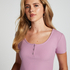 Haut de pyjama manches courtes Henley, Violet