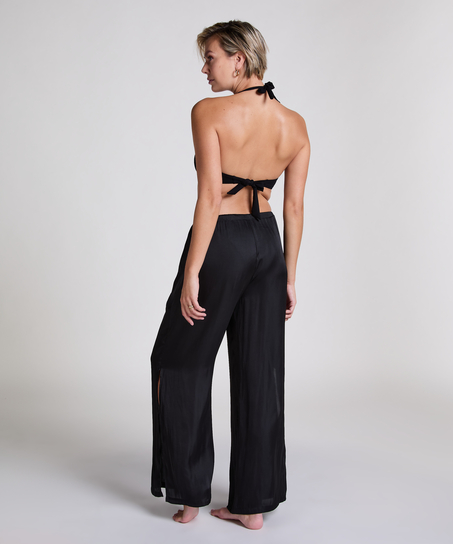 Pantalon de plage en satin, Noir