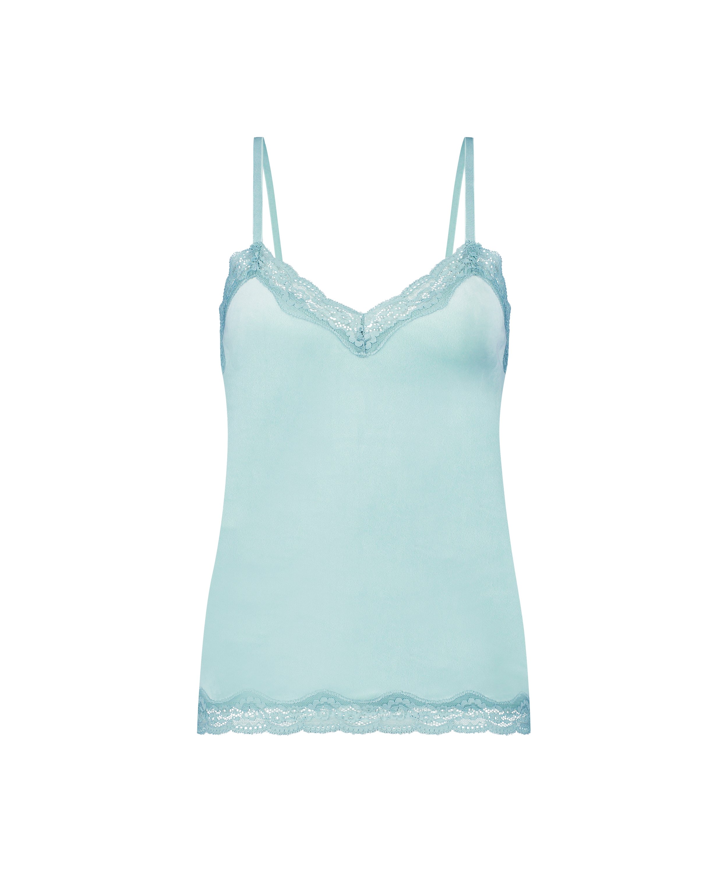 Camisole velours Dentelle, Vert, main