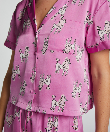 Veste à manches courtes en satin, Violet