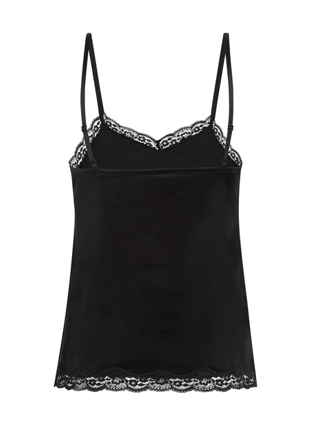 Camisole velours Dentelle, Noir