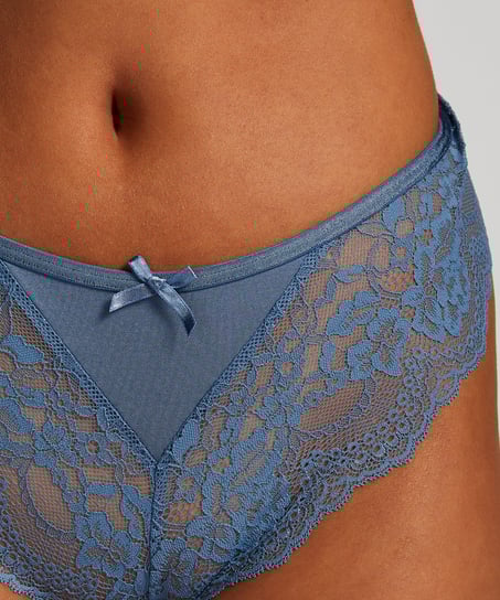Slip brésilien jambes hautes Dora, Bleu