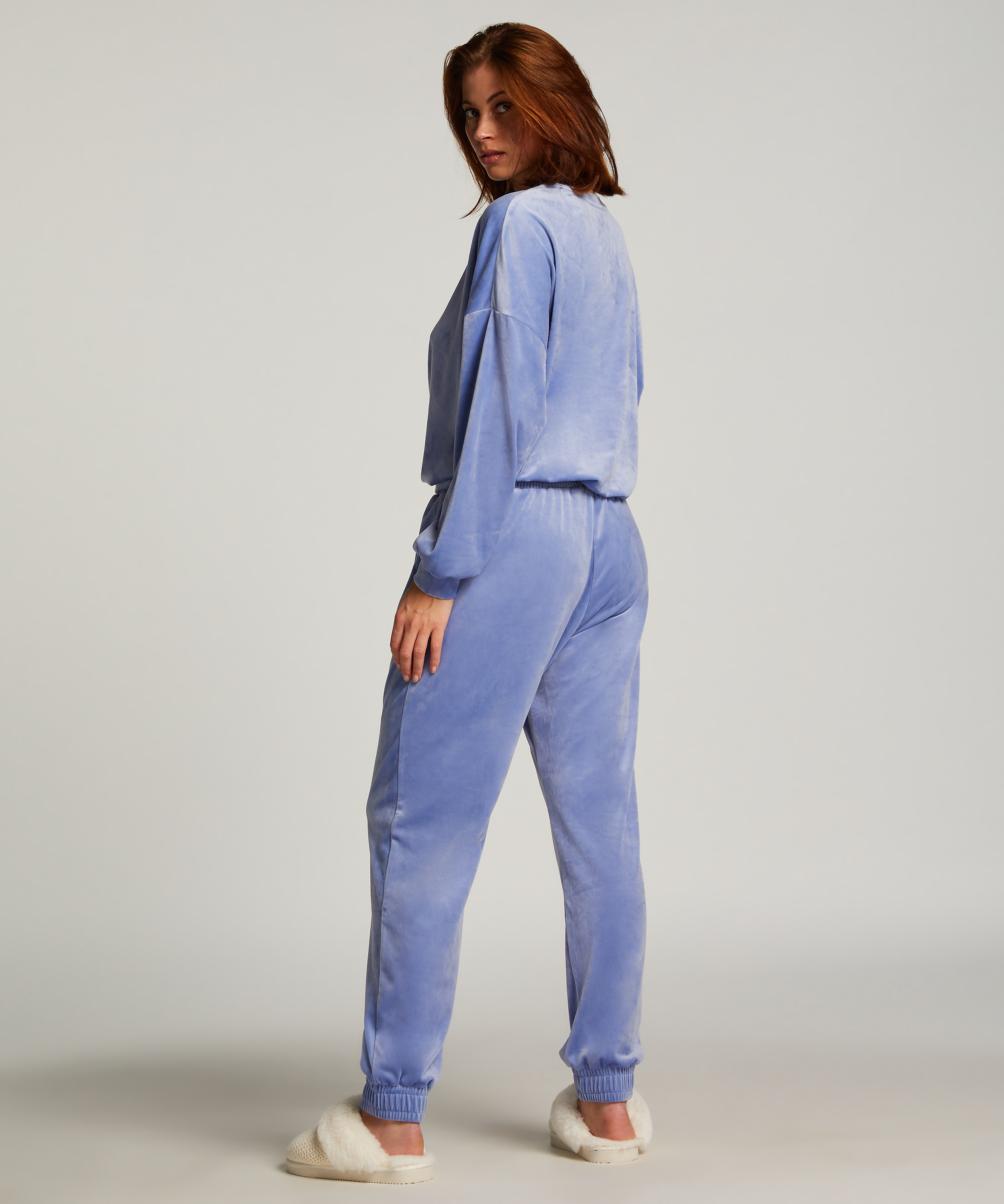 Top Velours, Bleu, main