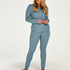 Pyjama Waffle Placket, Bleu