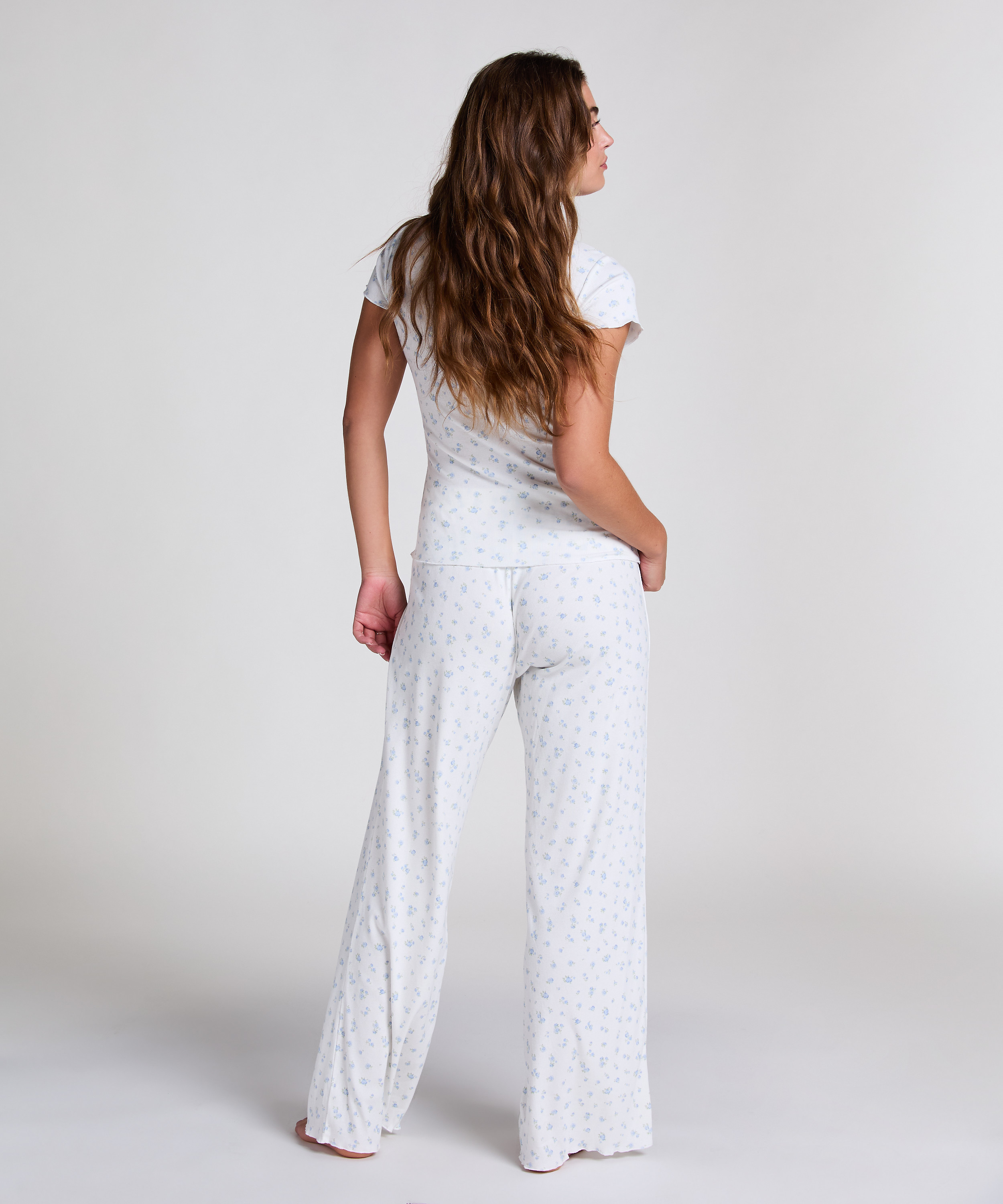 Ensemble pyjama côtelé, Bleu, main