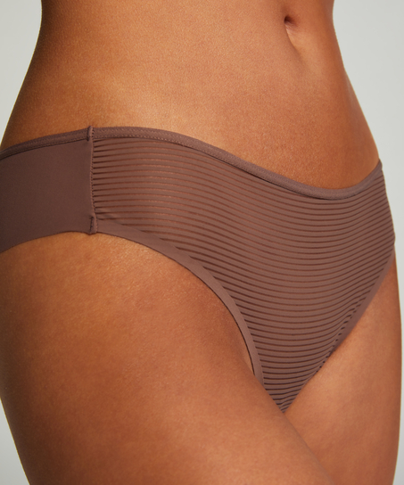 Slip brésilien invisible Stripe mesh, Marron