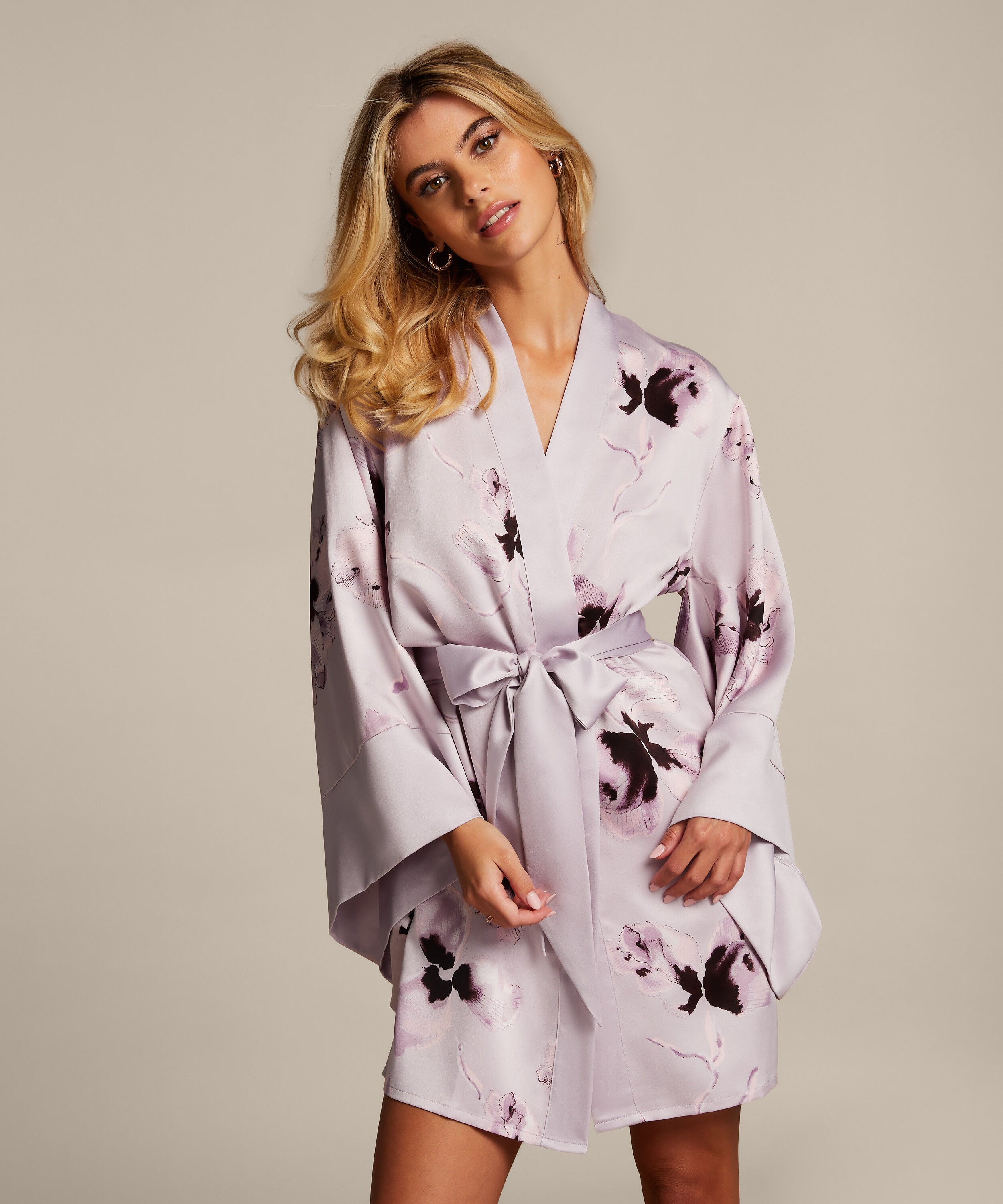 Kimono Satin, Violet Kimono Satin, Violet
