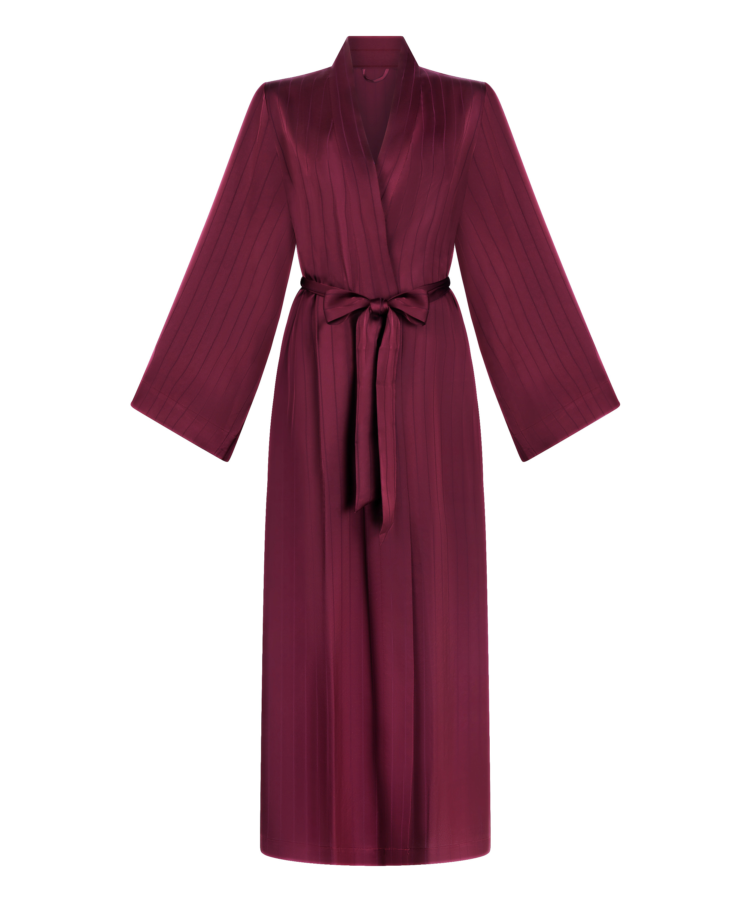 Kimono à rayures en satin, Violet, main