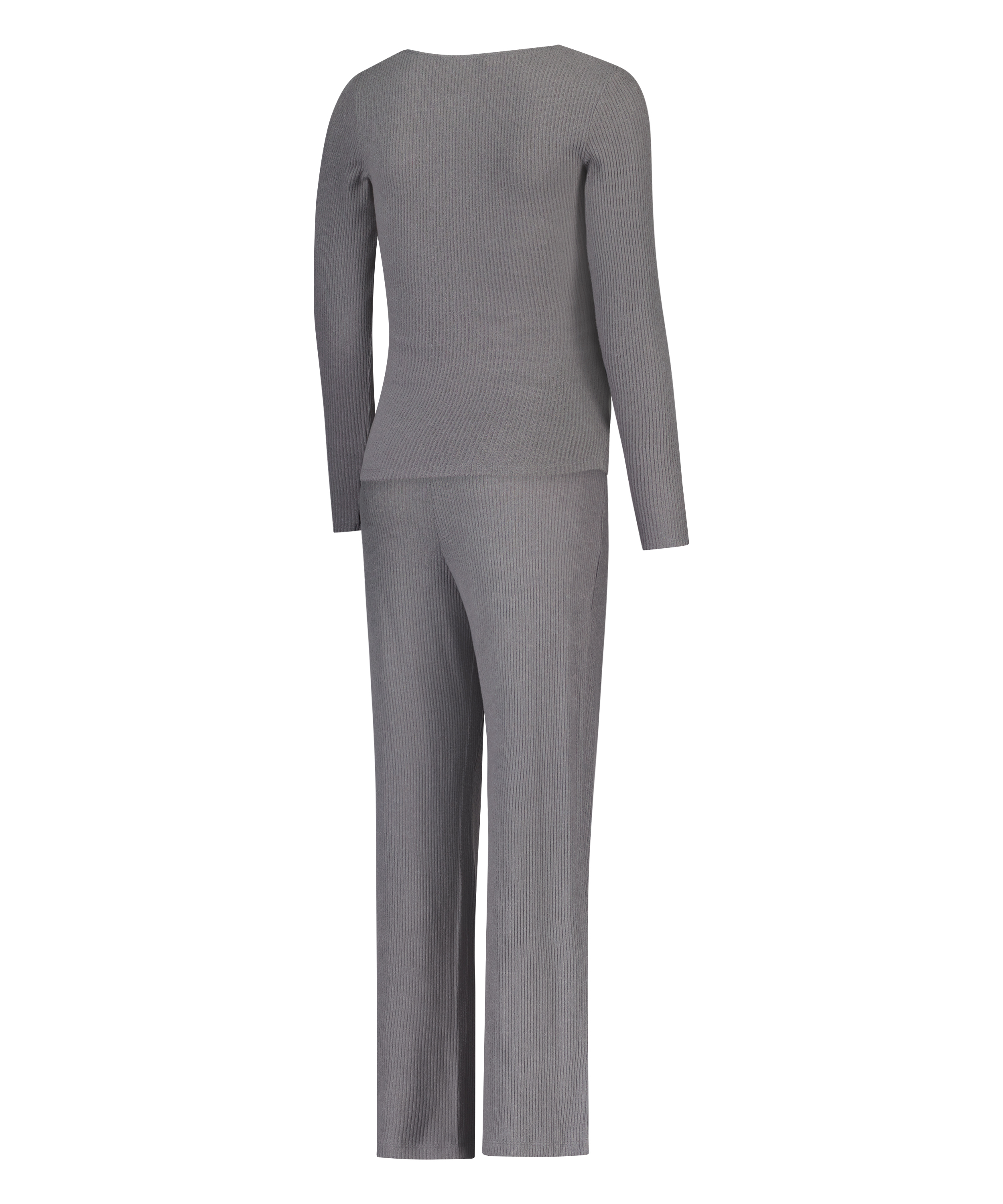 Pyjama de grossesse à côtes brossées, Gris, main