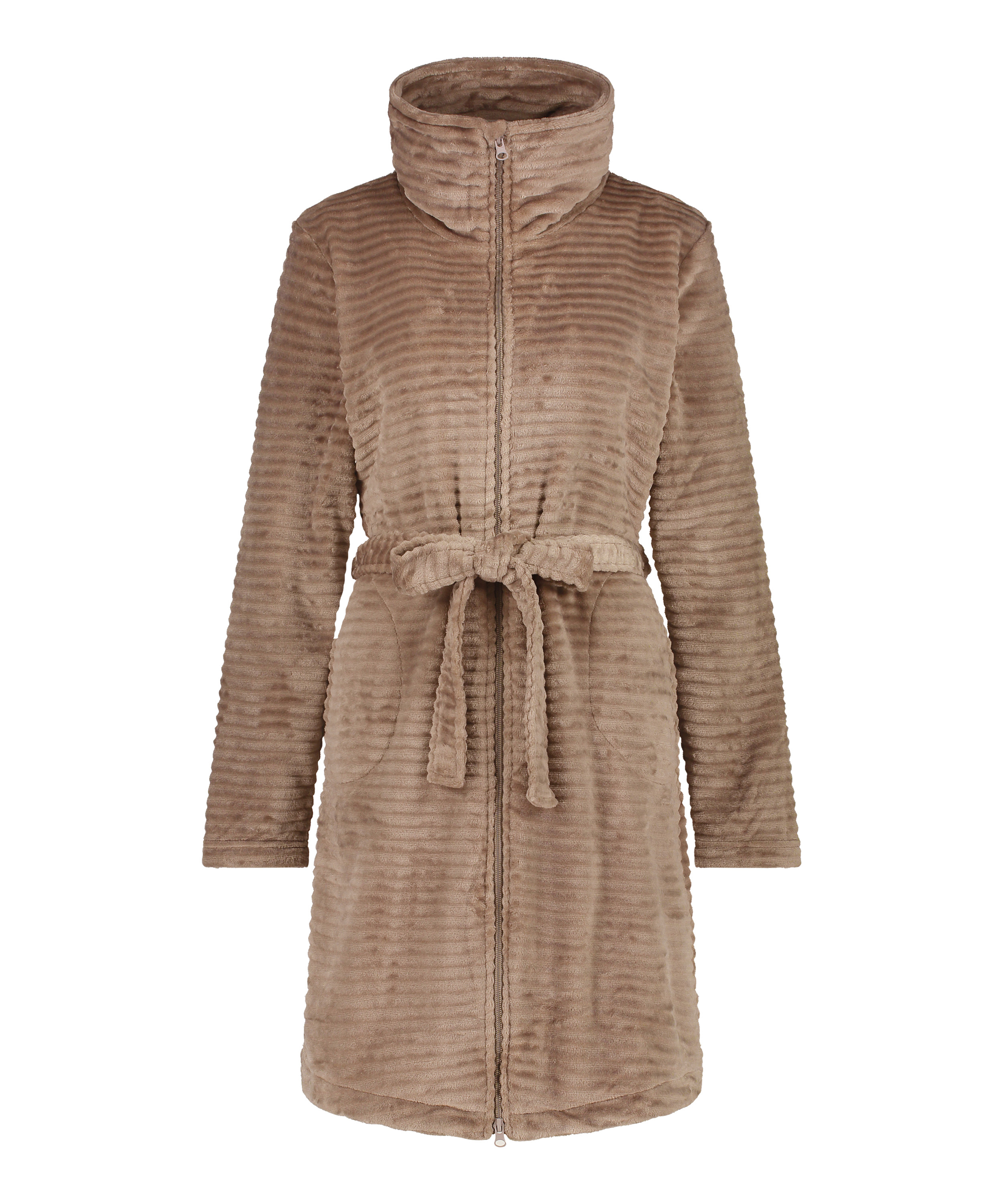 Peignoir en molleton avec fermeture éclair, Gris, main