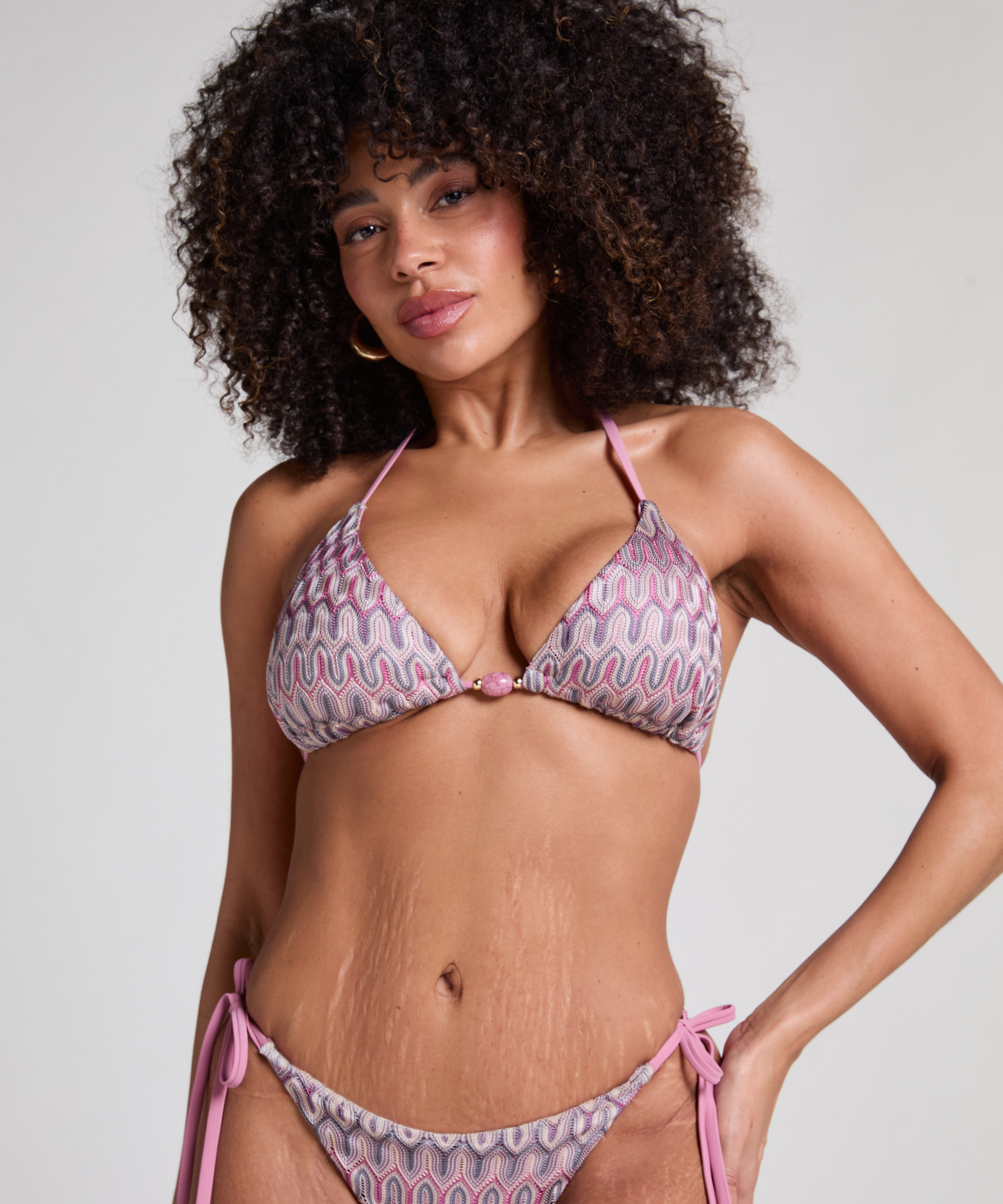 Haut de bikini triangle Cali, Rose, main