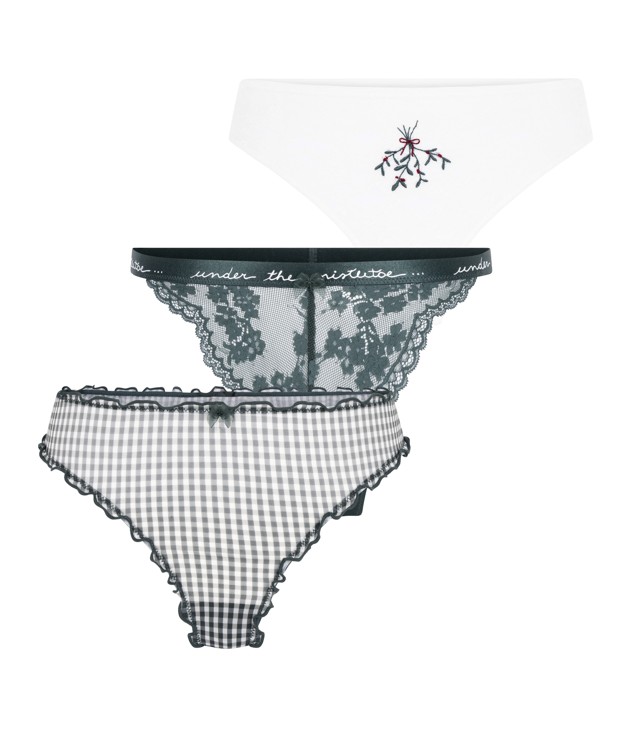 Ensemble cadeau de strings de Noël, Vert, main