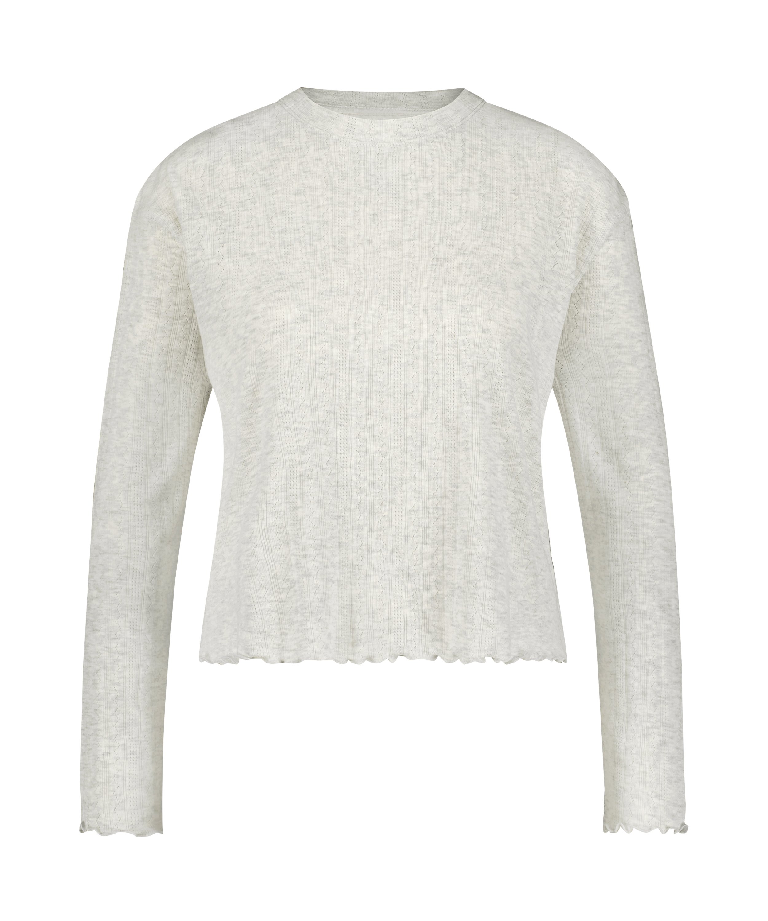 Haut de pyjama à manches longues Pointelle, Beige, main