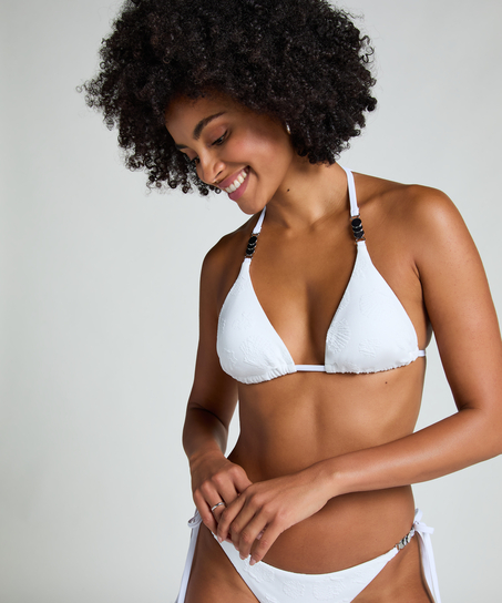 Haut de bikini triangle coquillage, Blanc