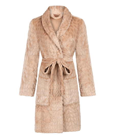 Robe de chambre courte en fleece, Beige