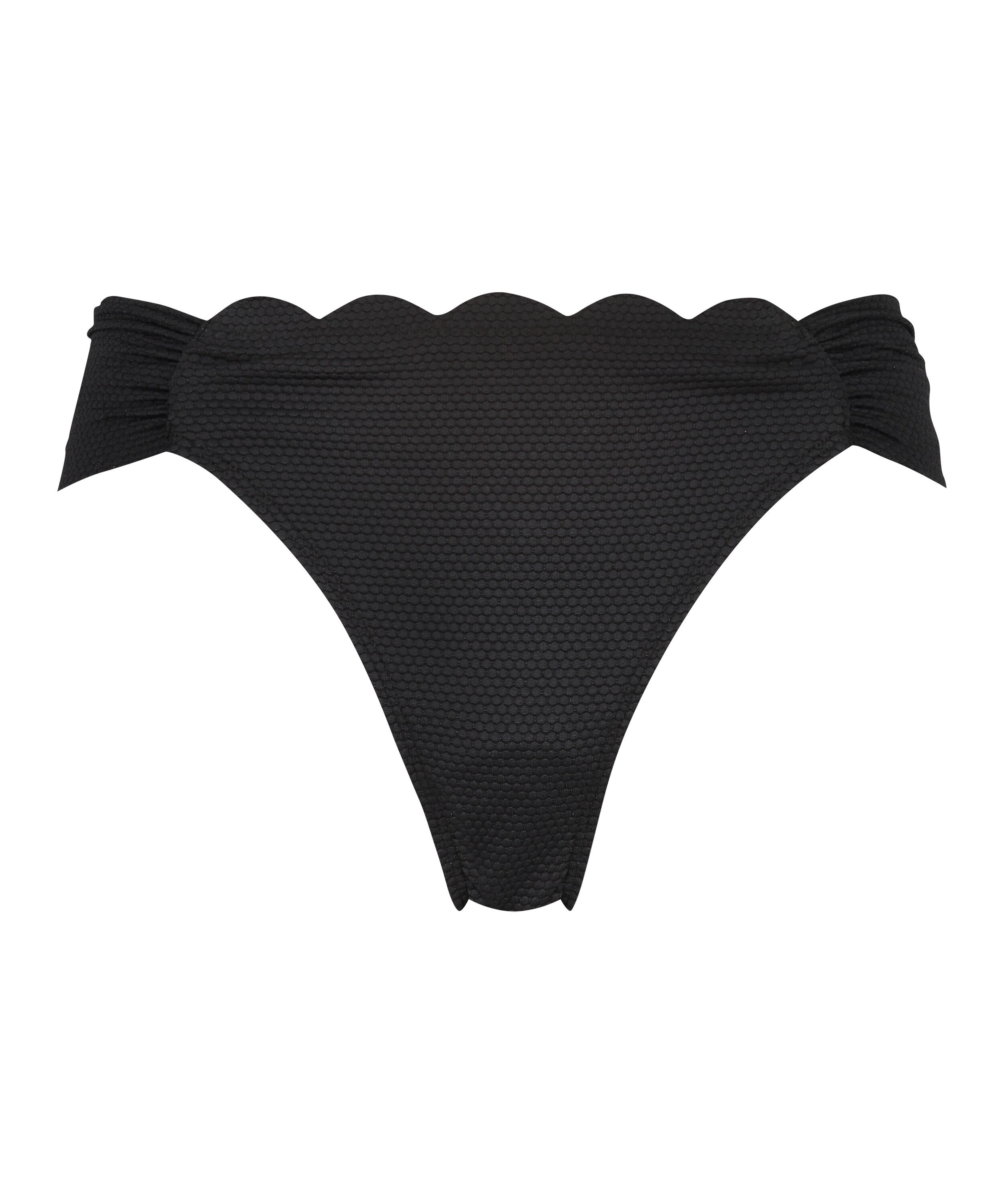 Slip de Bikini Rio Scallop, Noir