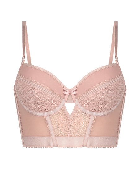 Soutien-gorge rembourré à armatures longline Malika, Rose