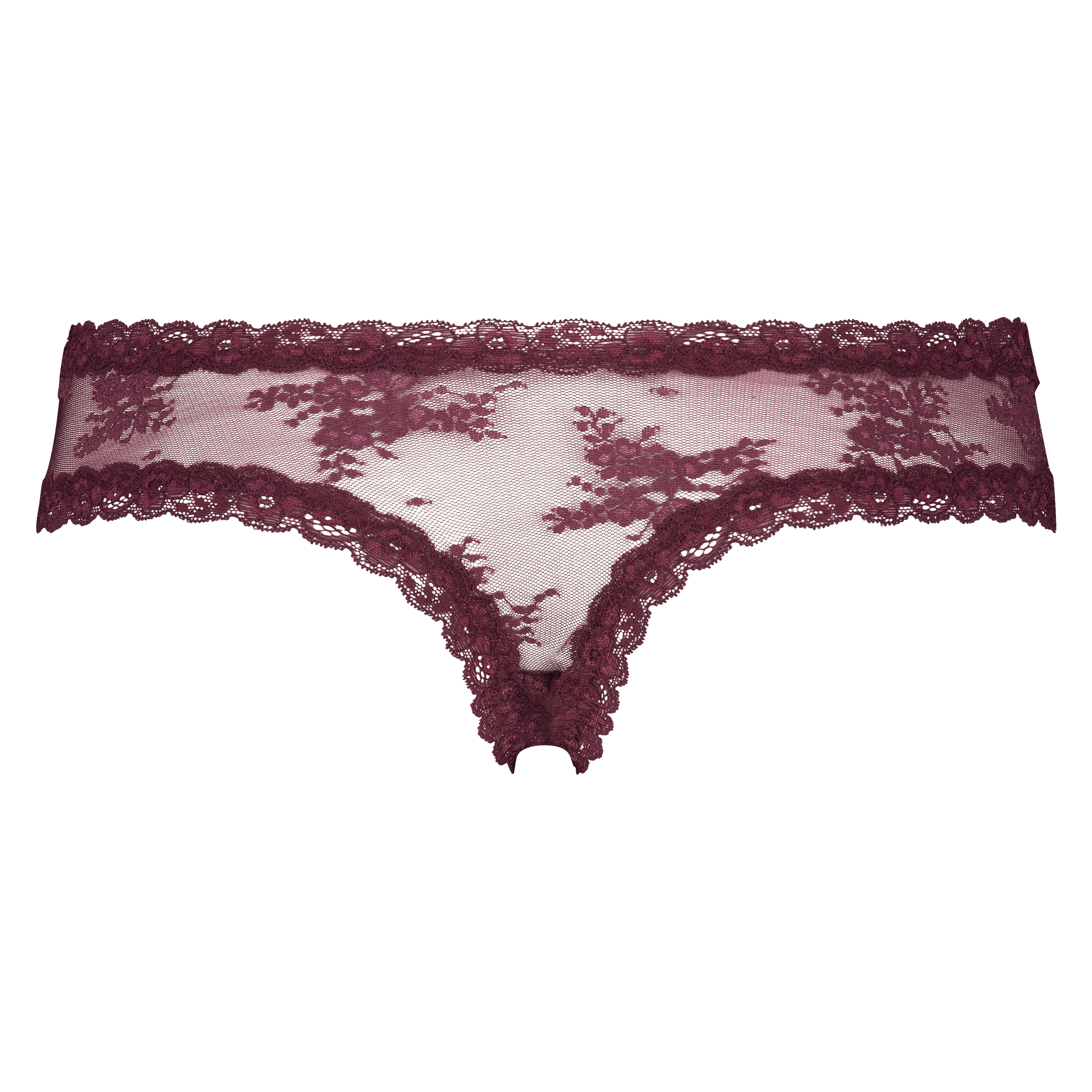 Slip brésilien V-shape Floral Mesh, Rouge, main