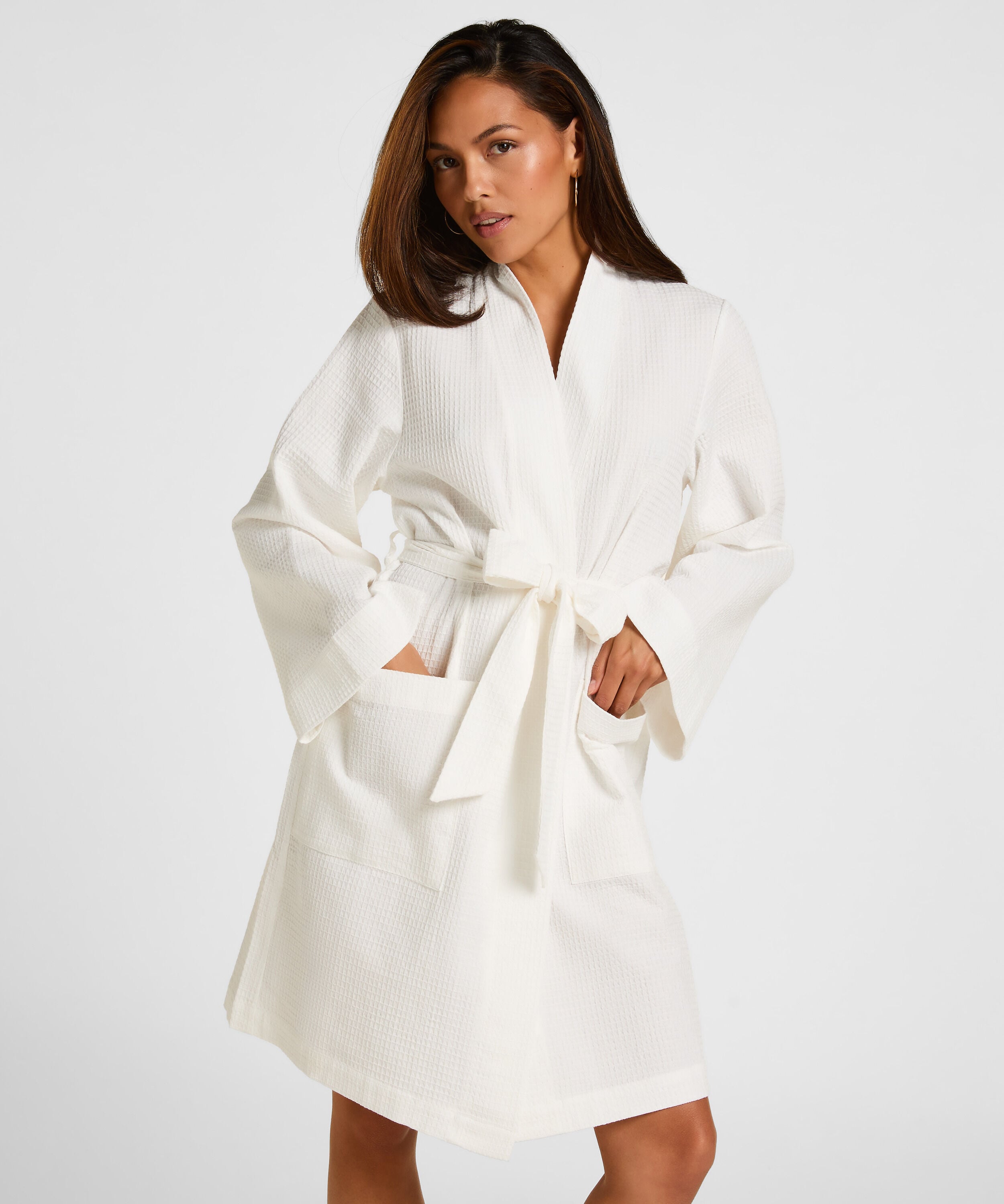 Peignoir gaufré, Blanc