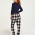 Pantalon de pyjama Twill Check Cuff, Bleu