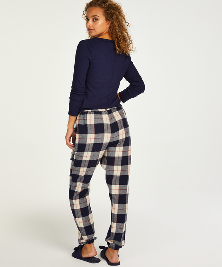 Pantalon de pyjama Twill Check Cuff, Bleu