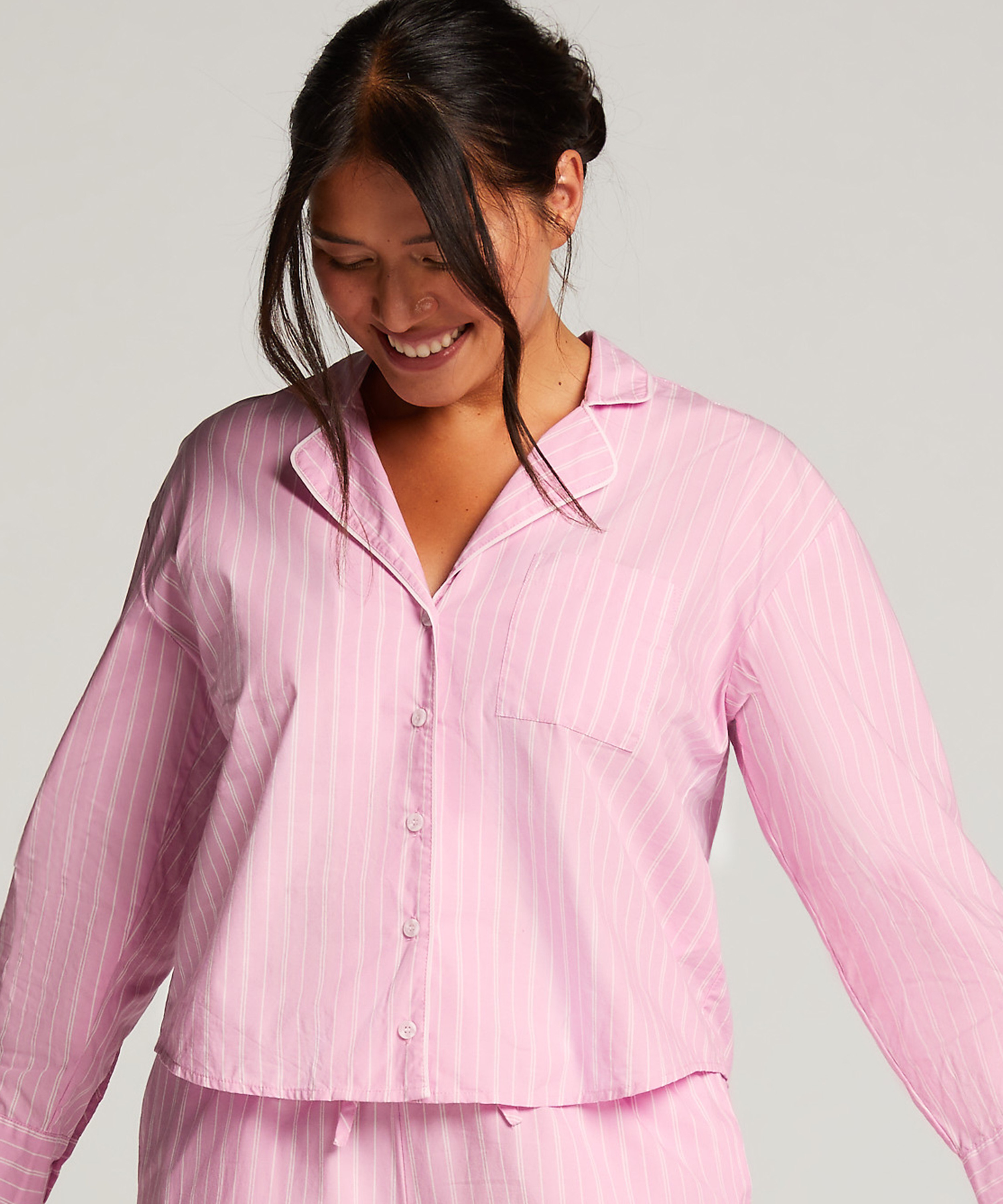 Haut de pyjama en Coton, Rose, main