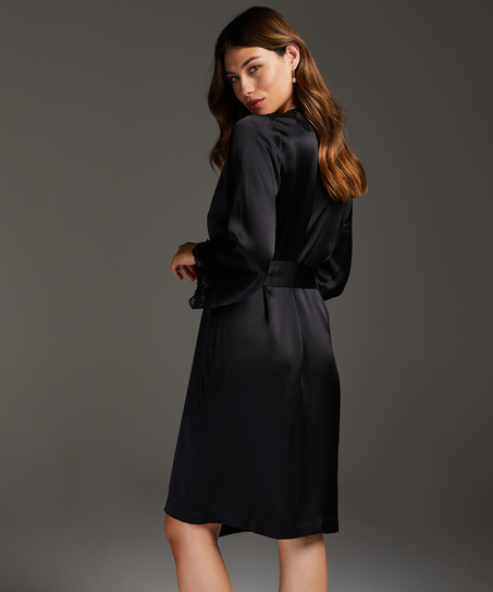 Kimono en dentelle de soie, Noir