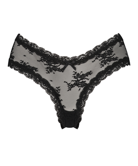 Slip brésilien V-shape mesh, Noir