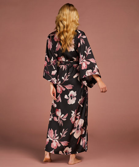Kimono Satin Bloom, Noir