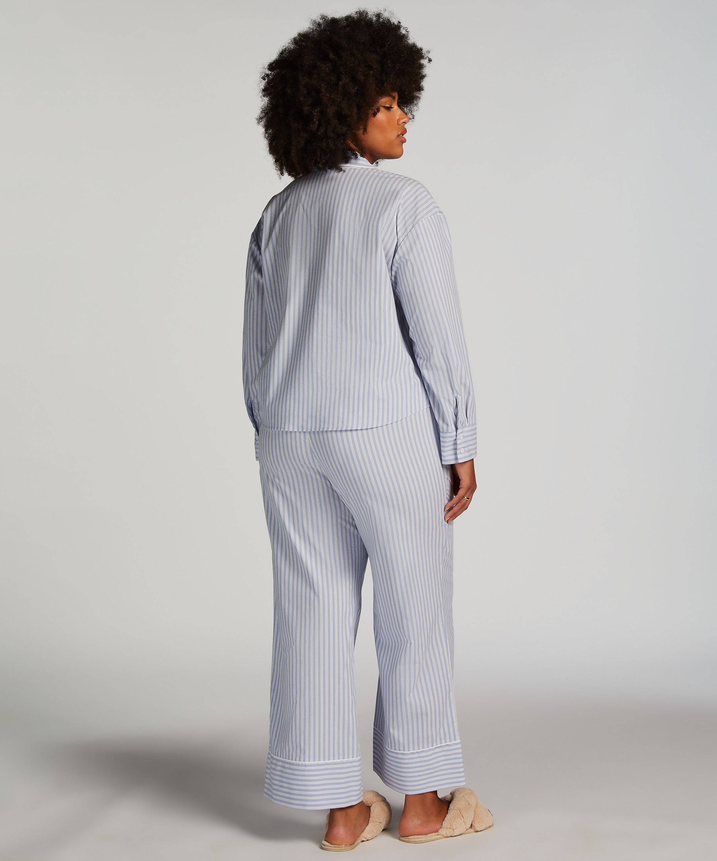 Pantalon de pyjama en Coton, Bleu, main