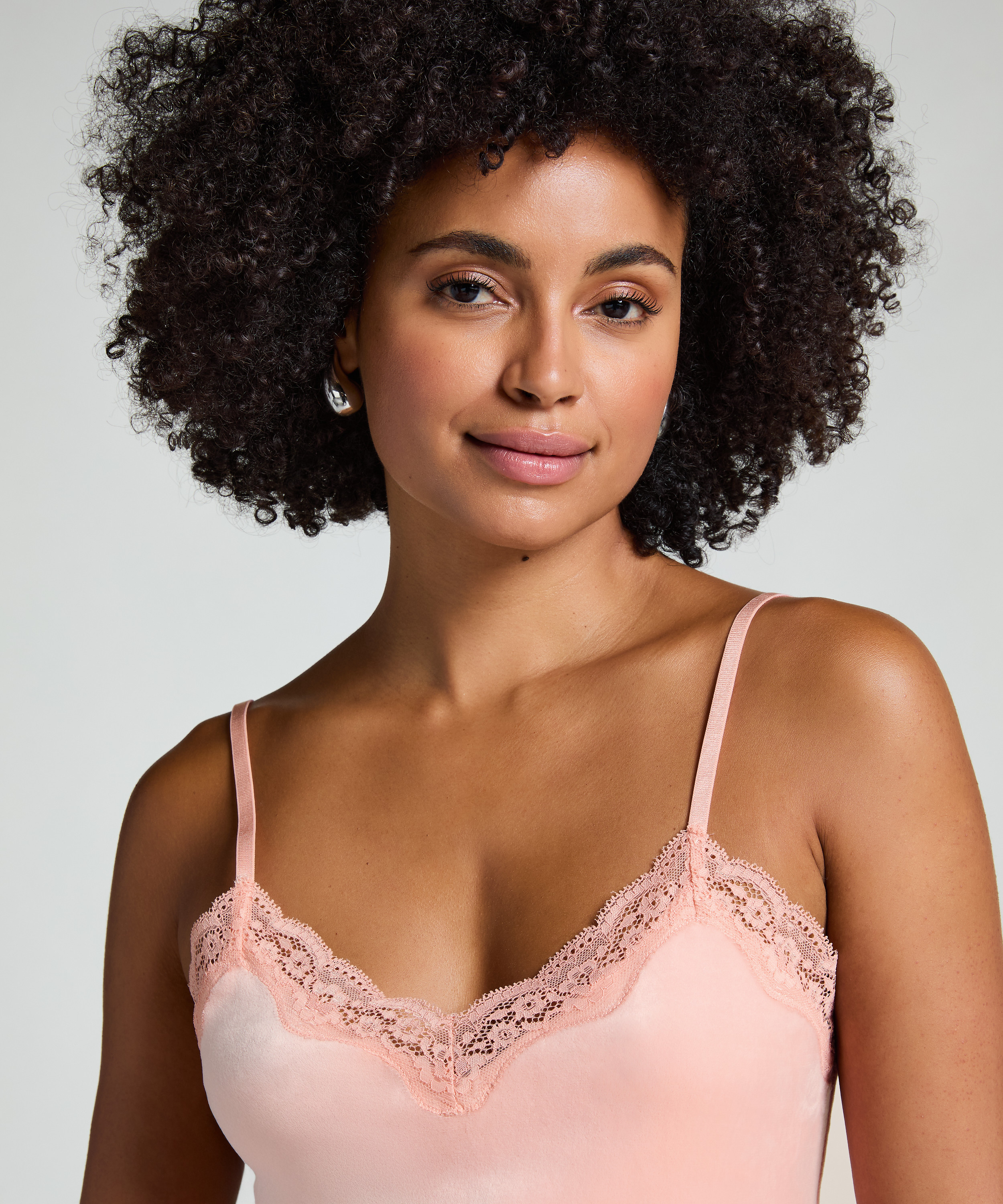 Camisole velours Dentelle, Rose, main