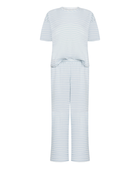 Pyjama Set Cotton Jersey Long, Bleu