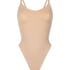 Body à jambe haute sans couture mise en forme, Beige