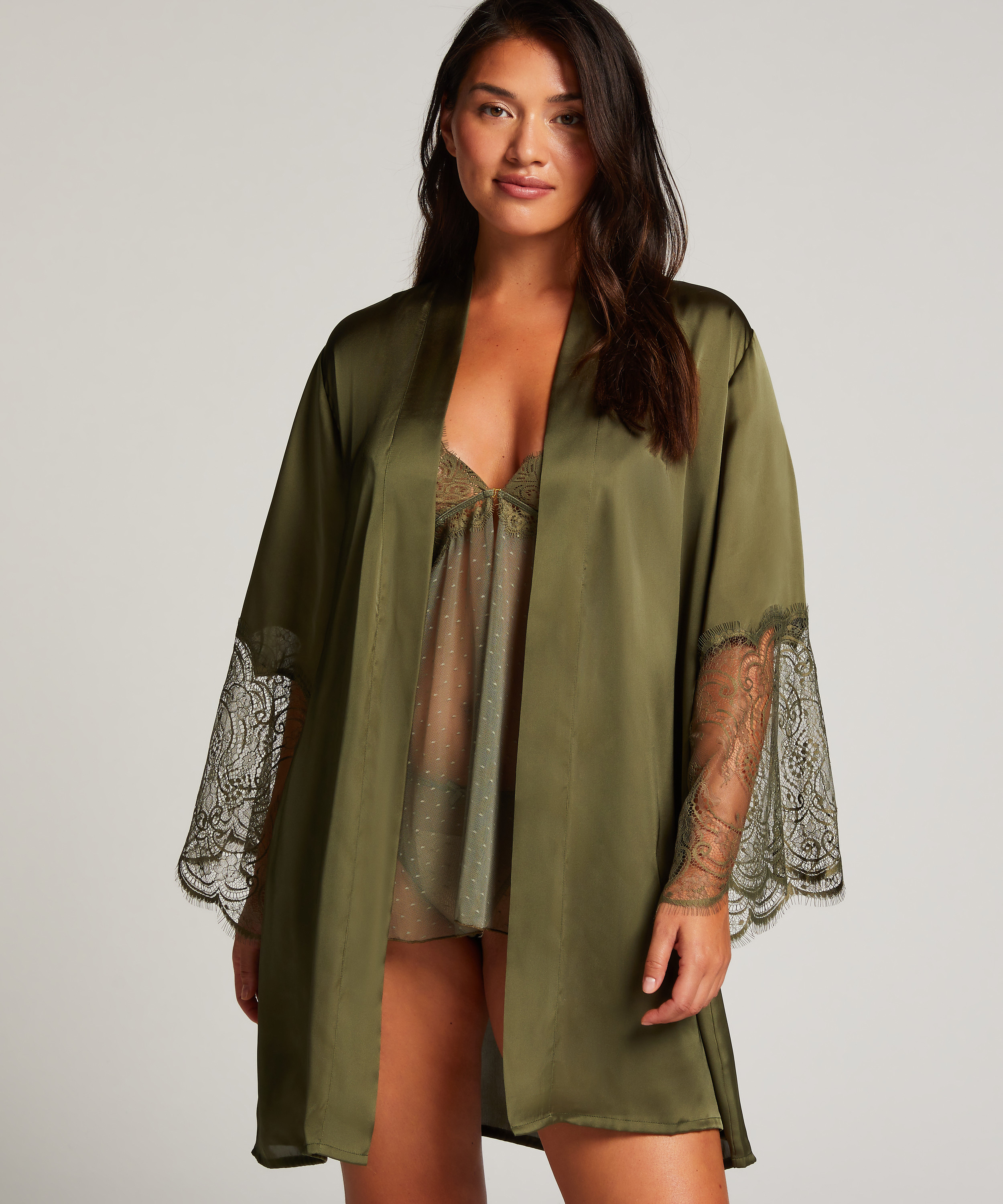 Kimono Satin, Vert, main