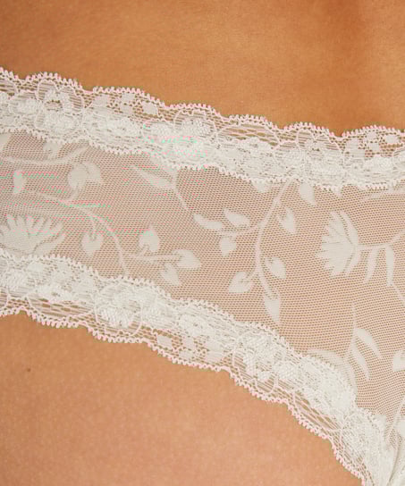 Slip br&eacute;silien V-shape mesh, Blanc