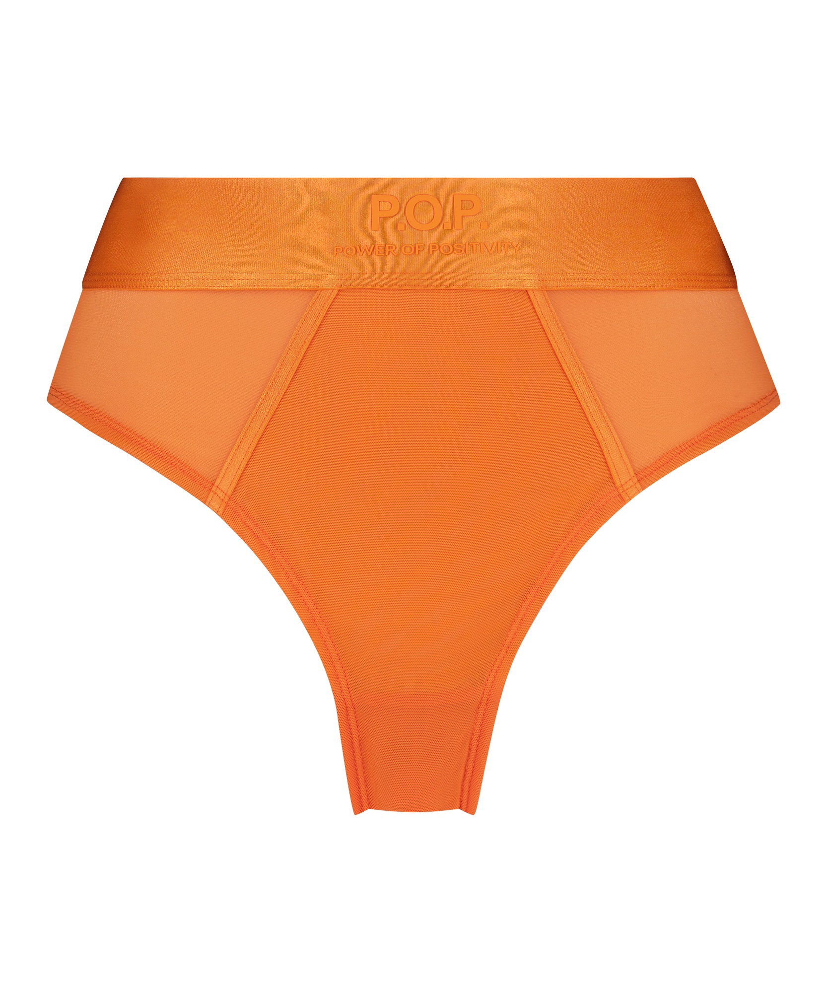String brésilien à coupe haute Flexing, Orange, main