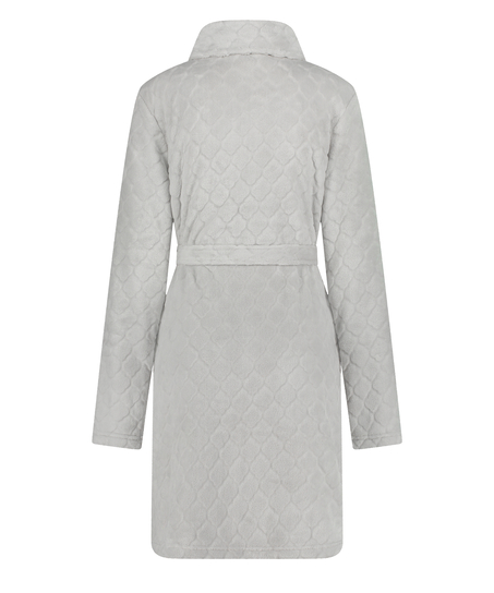 Peignoir en molleton avec fermeture éclair, Gris