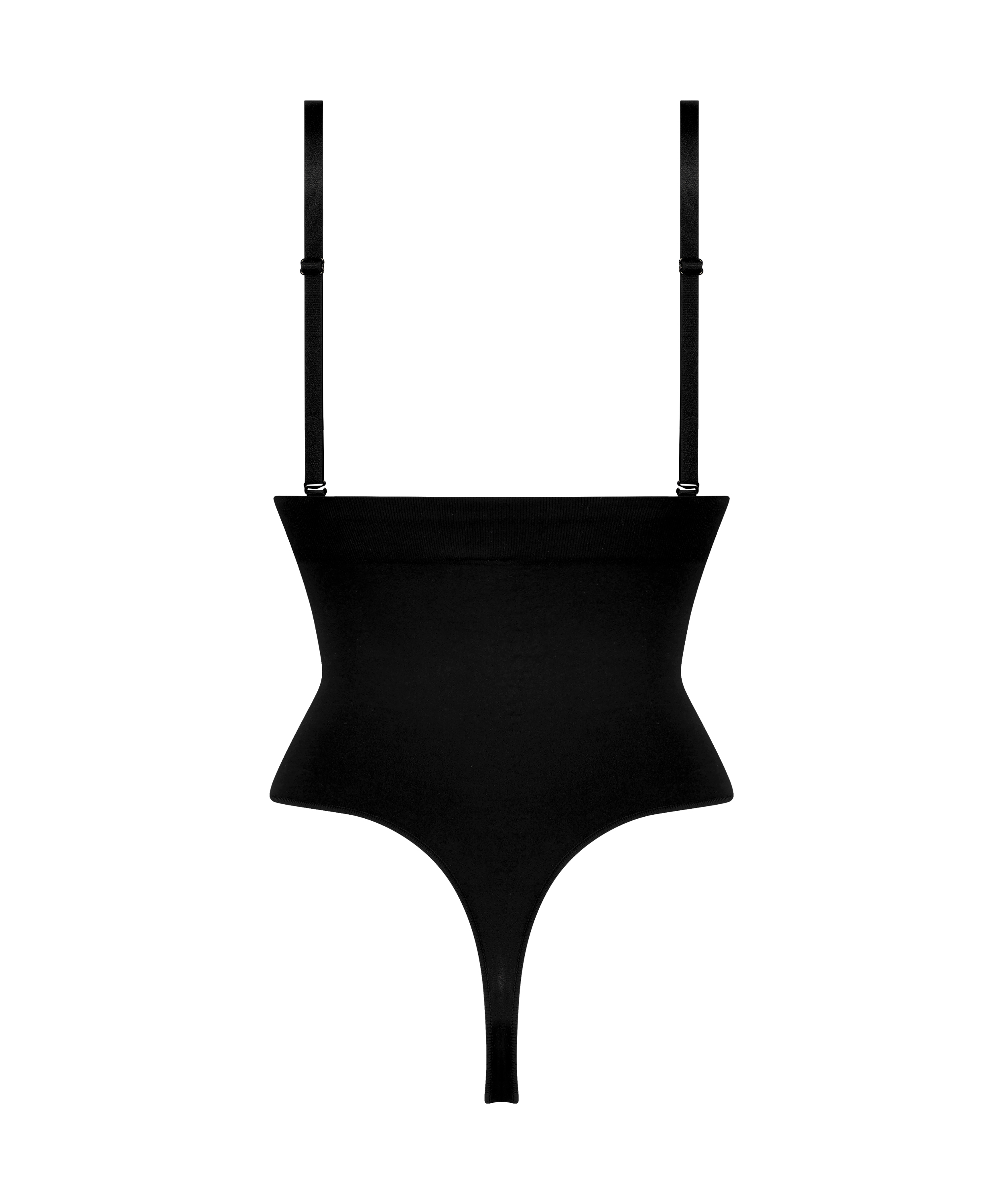 String taille haute à gaine sculptante sans coutures mise en forme, Noir, main