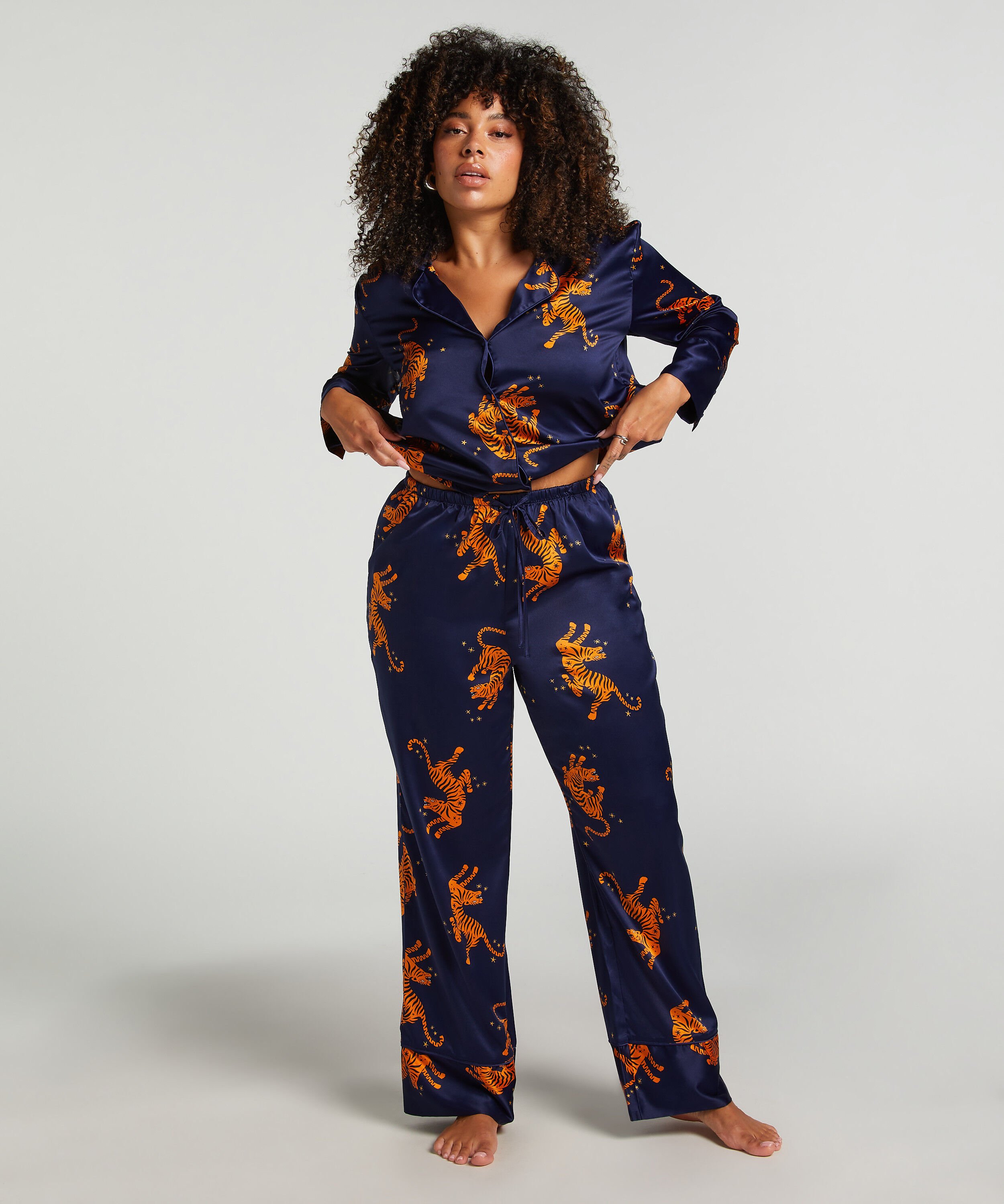 Pantalon Satin, Bleu