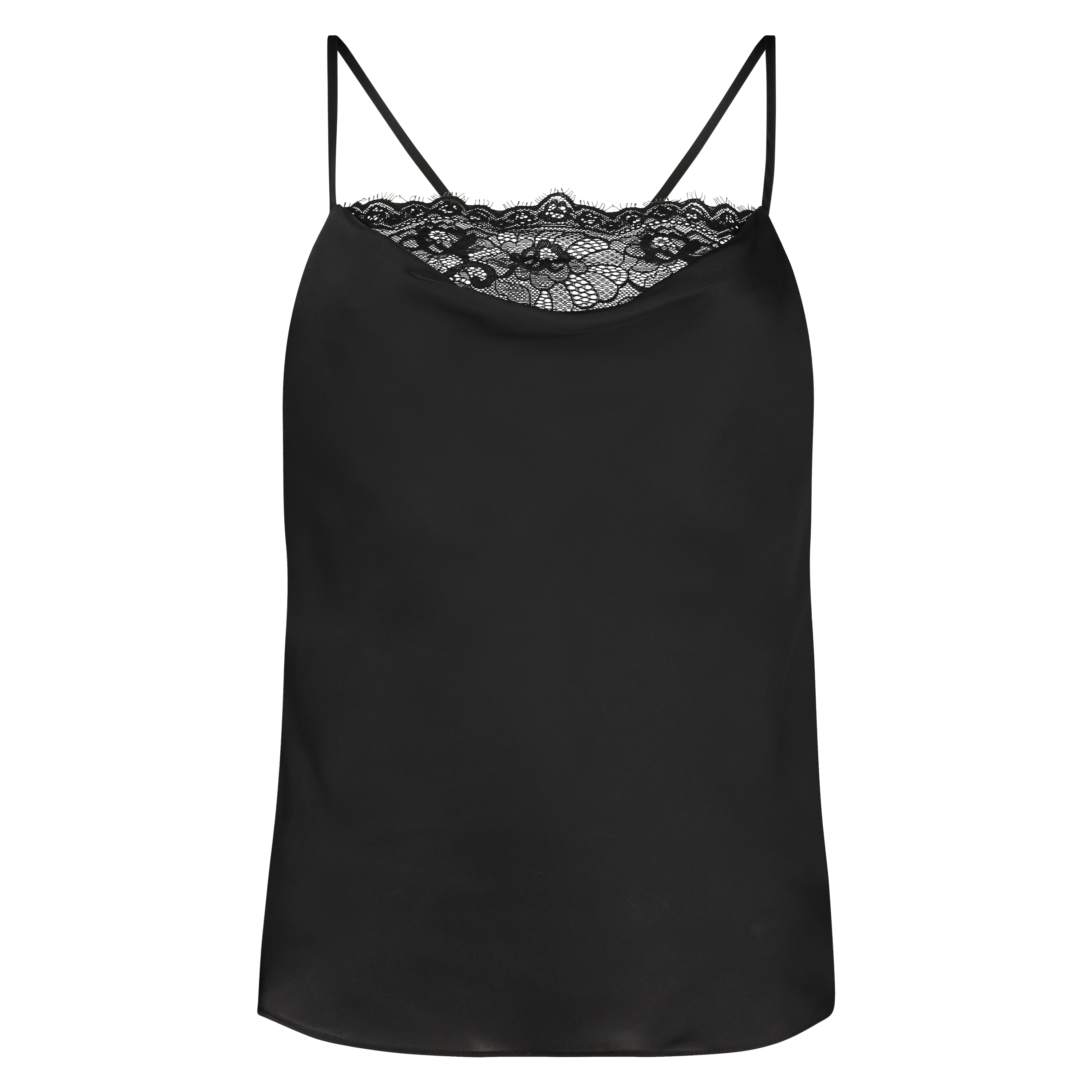 Camisole satin, Noir, main