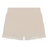 Short en velours &agrave; dentelle, Beige