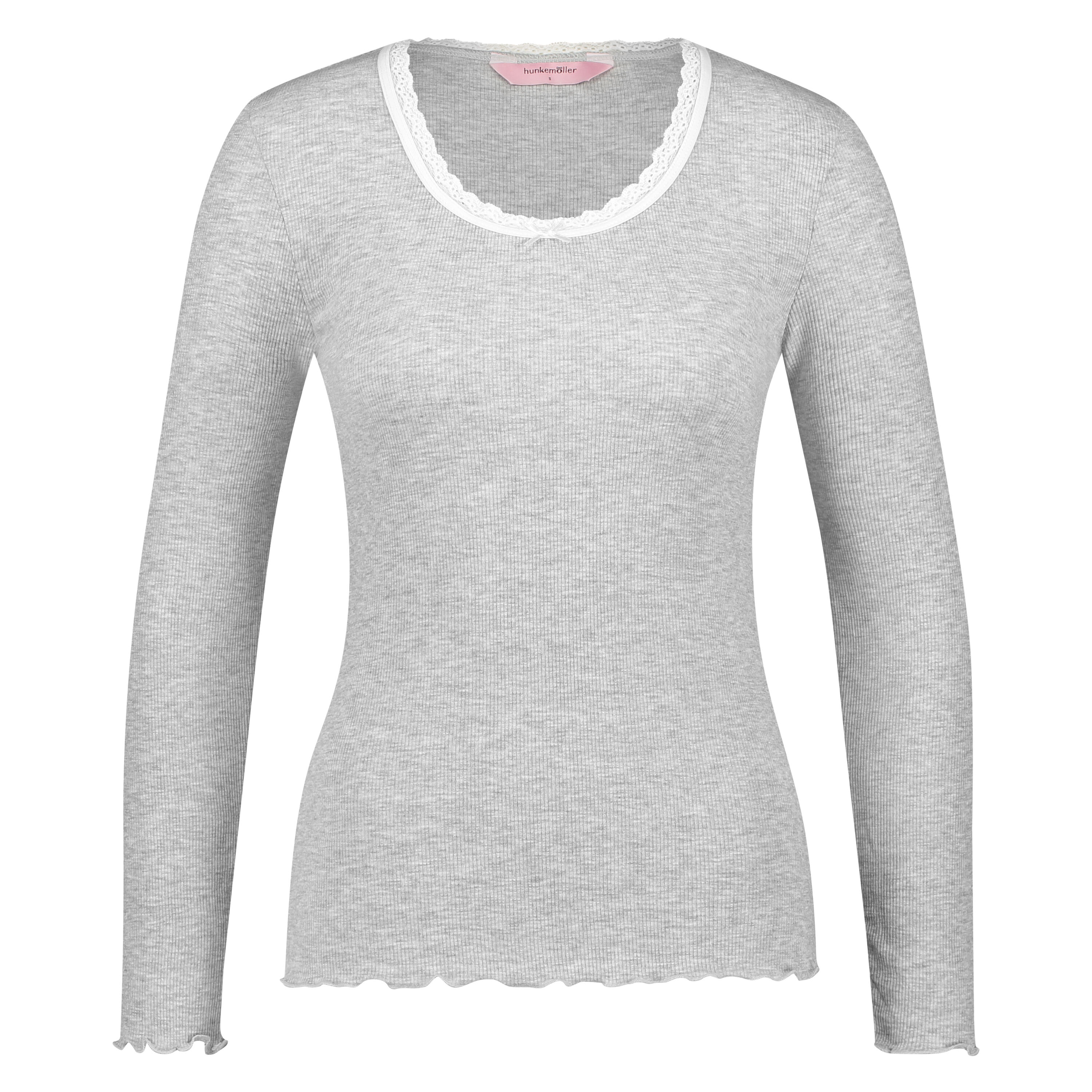 Top LS Rib R-neck, Gris
