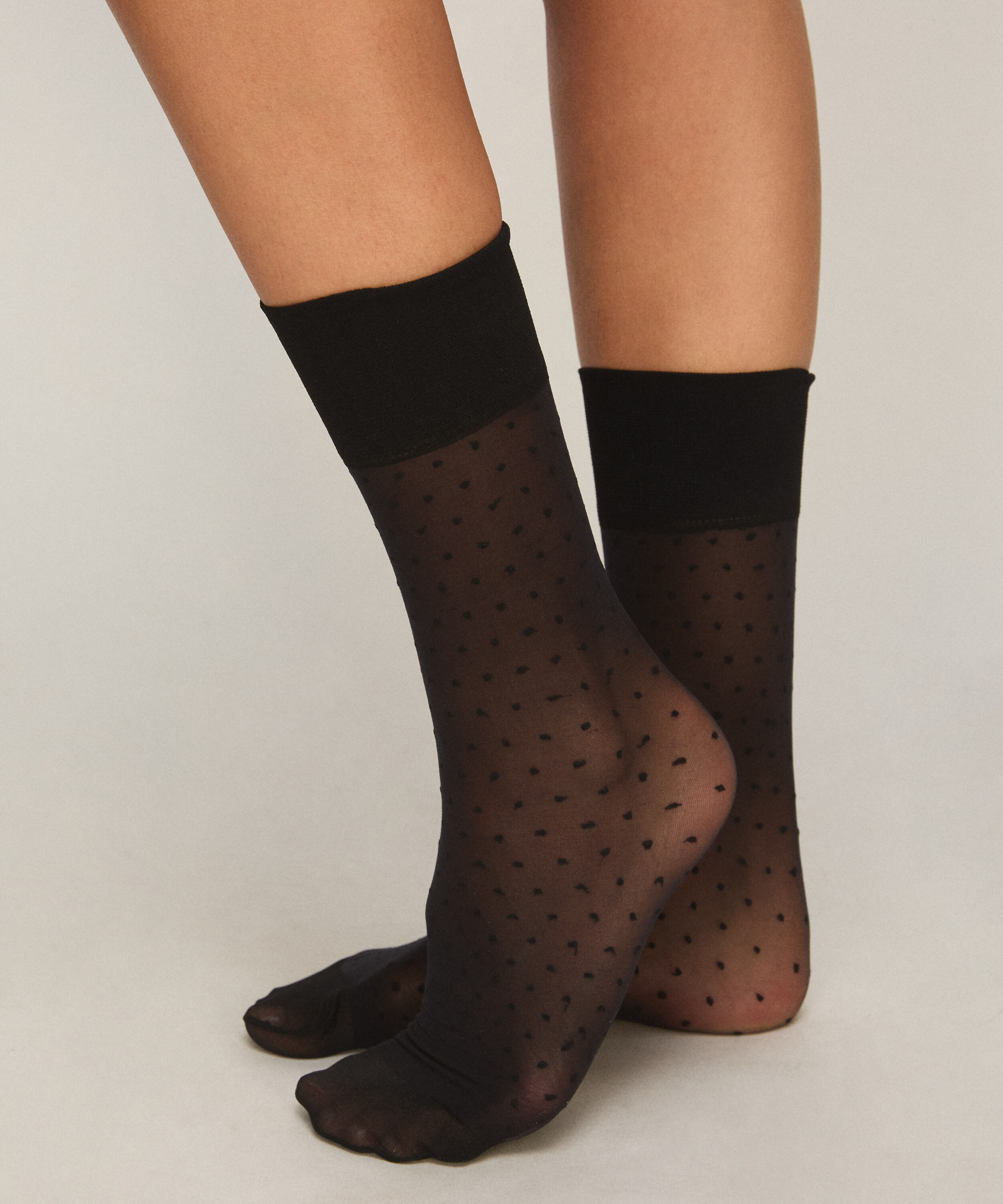 Chaussettes Sheer Dots, Noir